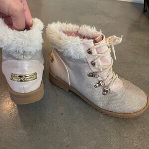 Juicy Couture pink high top fashion combat boots girls size 3